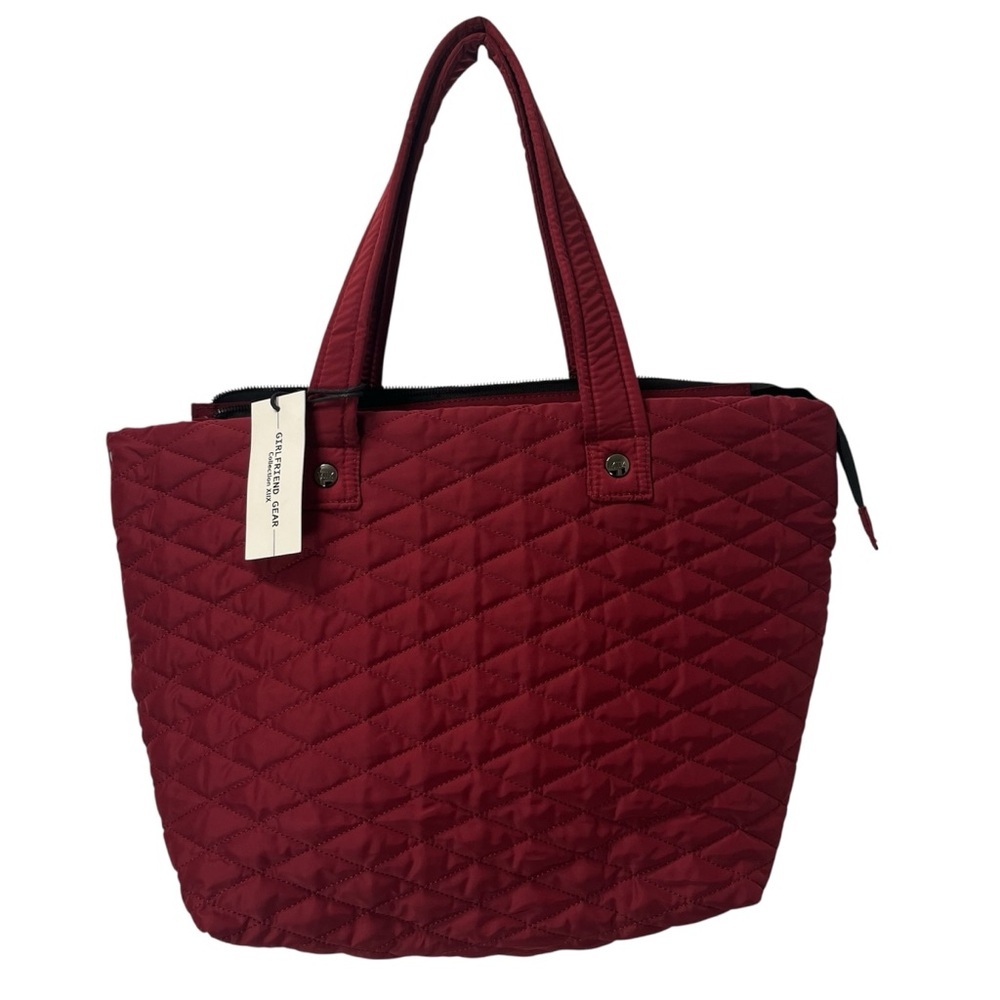 Girlfriend Gear XIIX   Quilted Red Burgundy Tote Shoulder Bag New Zipper